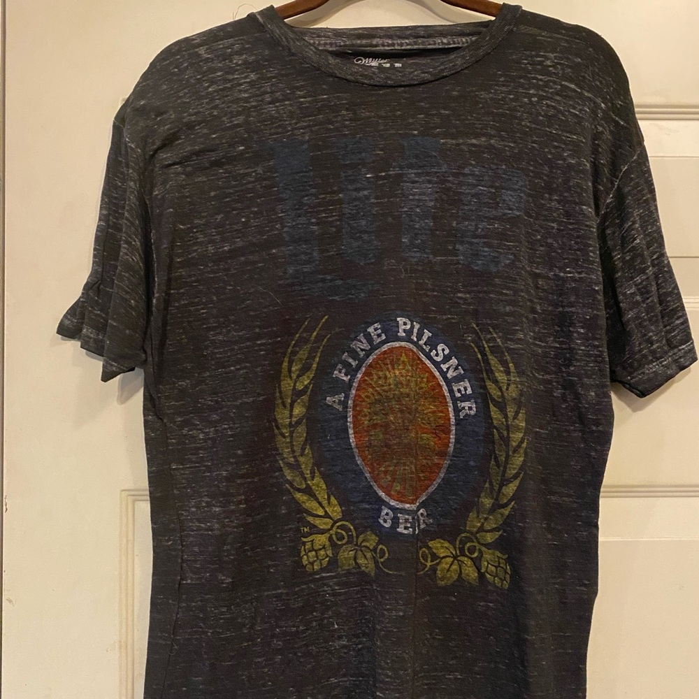Vintage inspired Miller Lite supersoft see through heather grey T shirt size M/L